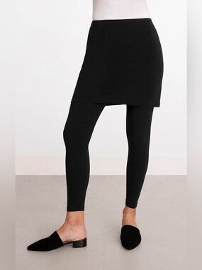 SYMPLI (12) Mini Skirt Black Jersey Stretch Classic Packable Versatile Pull-On